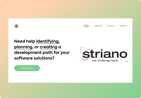 Striano, rediseño completo del sitio web para software factory en USA
