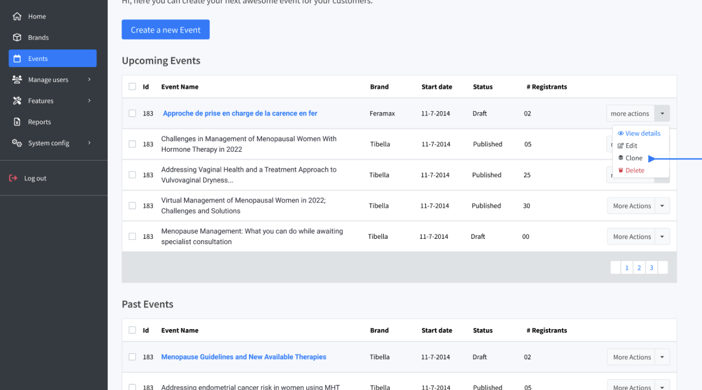 Plataforma de visualización de eventos en vivo para profesionales de salud