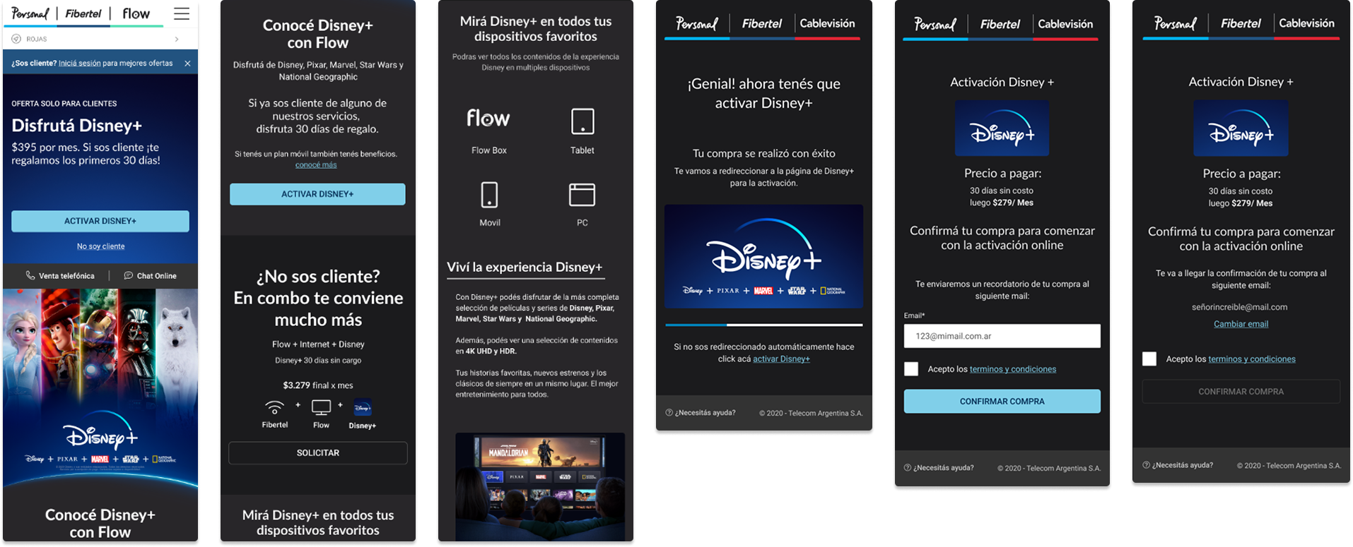 Confirmación y primera activación de Disney+ para clientes Telecom