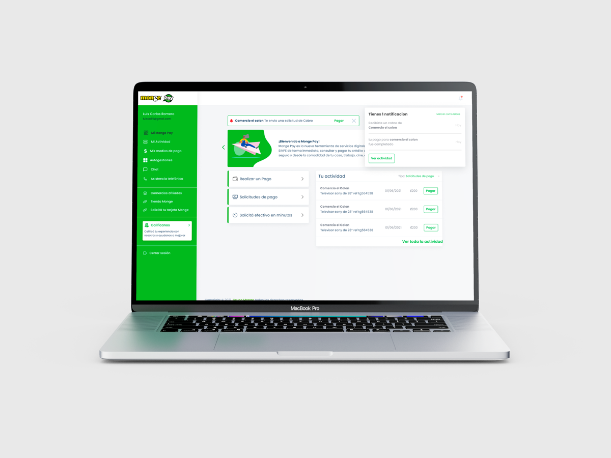 Monge Pay, sistema de diseño y componentes